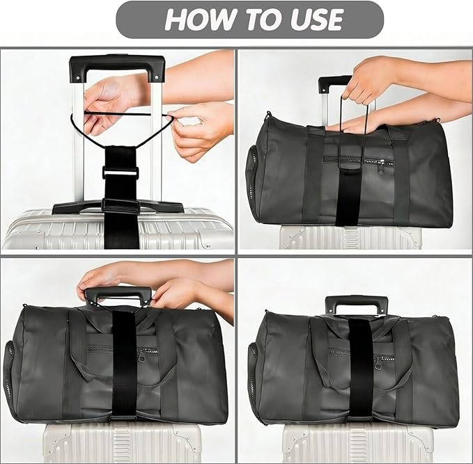 2Pcs Luggage Straps for Suitcases, Adjustable Luggage Connector Straps, Luggage Straps Bag Bungee, Add a Bag Easy to Travel Suitcase (Grey)