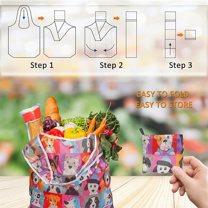 Grocery Reusable Shopping Bags, 4 Pack 50Lbs Foldable Large Washable Market Bags, Compact For Easy Storage, Light Weight Sturdy Cloth Bags For Storage Gifts For Women
