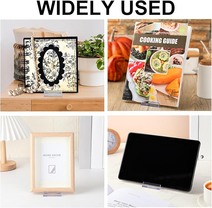 6 Pack Acrylic Book Stand for Display Adjustable Clear Display Holder Easel Collector Stand for Home Office Back to School Comic Album CD Magazine Postcard Artworks (4.2 x 4.3 x 2.35 Inch)