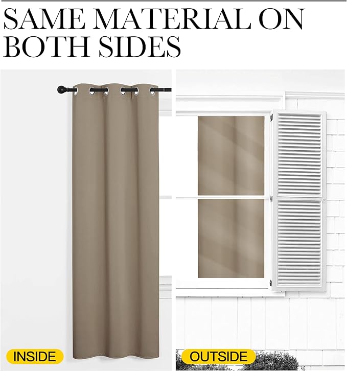 NICETOWN Bedroom Blackout Curtain Panel - (120 inches by 102 inch, Taupe, 1 PC) Energy Saving Thermal Insulated Grommet Blackout Drapery for Patio, Room Divider Curtain