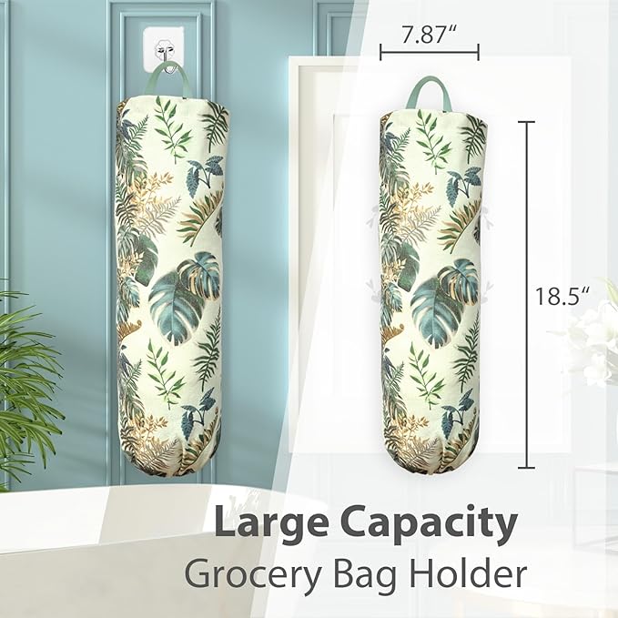 SYIPO Plastic Bag Holder, Reusable Grocery Bag Organizer, Wall Mount, 1 Pack, Small Forest