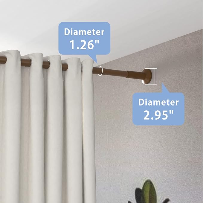 Tension Shower Curtain, Spring Shower Tension Curtain Rod, Closet Rod, for Windows or Shower, Rust Resistant Easy to Install, Umimile (Brown, 51-126”)