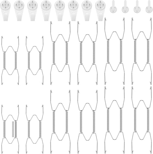 Hotop 12 Pieces Plate Hangers for Wall Stainless Steel Wire Invisible Plate Hangers Heavy Duty Display Holders with 12 Pieces Hooks for Wall Decoration(6/8/10 Inch,Silver)