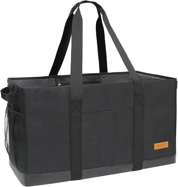 WONDAY Extra Large Utility Tote Bag - Standing Reusable Grocery Bag with Handle, Collapsible Storage for Shopping, Beach