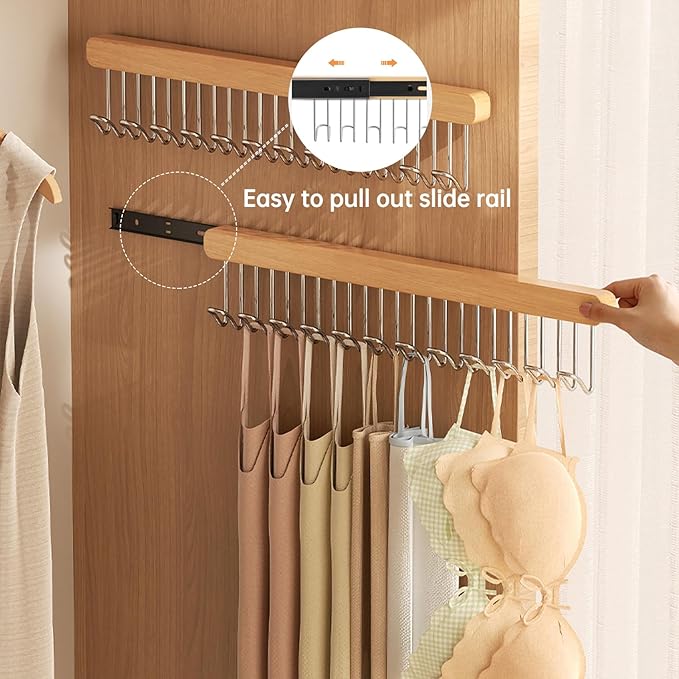 16.2 inch valet rods for closets, extendable and pull-out wardrobe pole for hanging clothes, wardrobe pole with metal hooks, closet valet rod slide out （Right hook