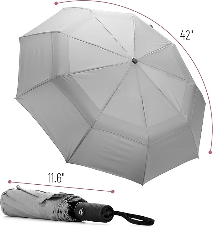 Mr. Pen- Windproof Travel Umbrella, Small Water-Resistant Automatic Folding Umbrella for Rain and Sun, Light, Compact and Portable for Women & Men, Fits Car & Backpack