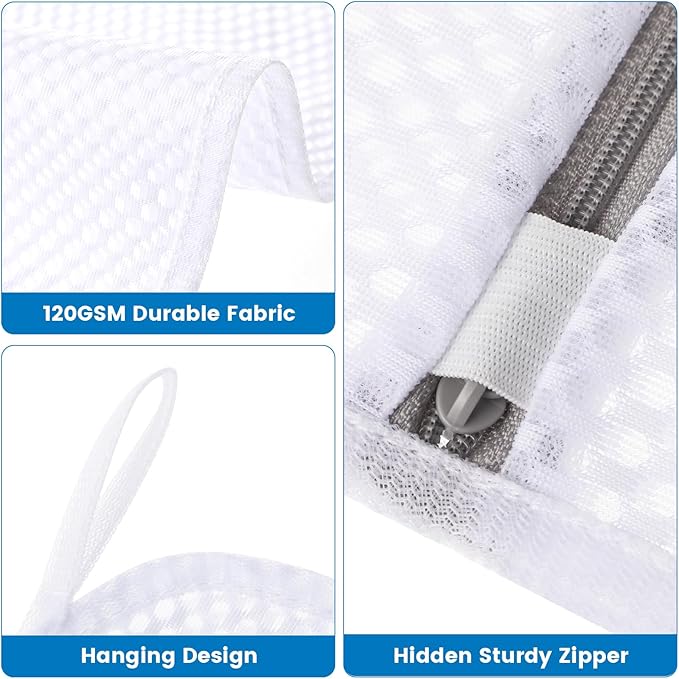 Dntorx 2 Pack Extra Large Mesh Laundry Bags for Delicates, 24 x 32 Inches + 35 x 43 Inches Reusable Laundry Bag Durable Wash Bags for Washing Machine for College, Family, Travel, Storage (XXL + XXXL)