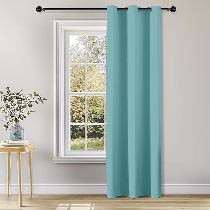 ChrisDowa Blackout Curtains 72 inches Long for Bedroom - Grommet Thermal Insulated Room Darkening Curtains for Living Room (1 Panel, Aqua, 42 x 72 Inch)