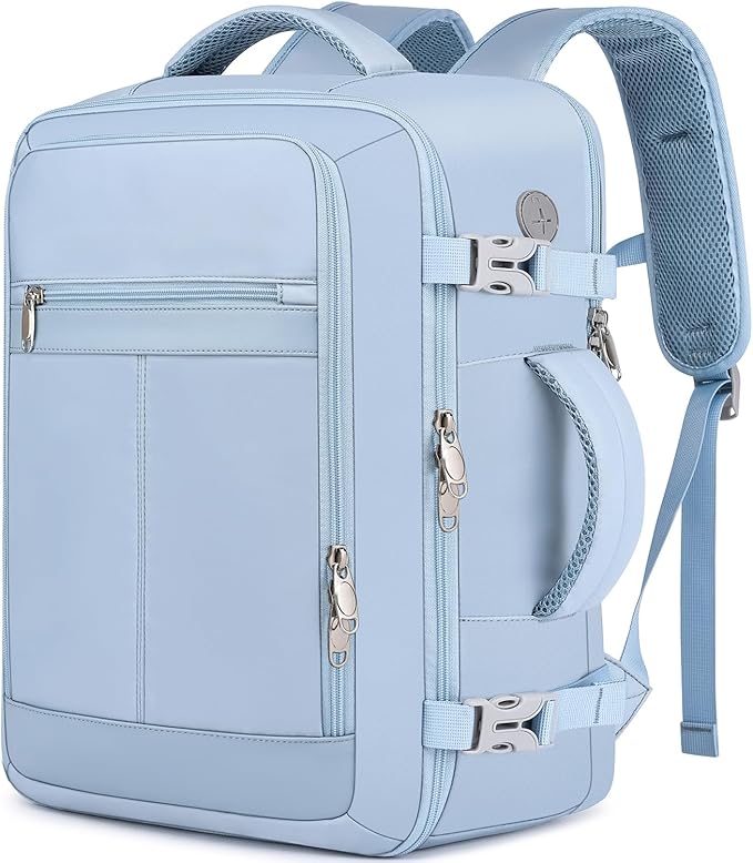 EZUOLA Travel Backpack for Men Women,Carry On Backpack Airline Approved,Backpack for College Essentials with 15.6inch Laptop Compartment, Lightweight Work Back pack for Weekend Business,Gifts Blue