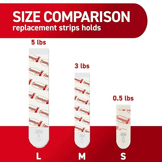 Command Indoor Medium Replacement Strips, 36 Strips, Damage-Free Wall Hanging, Re-Hang Medium Hooks for Home and Wall Decor, Holds up to 3 lb, White Adhesive