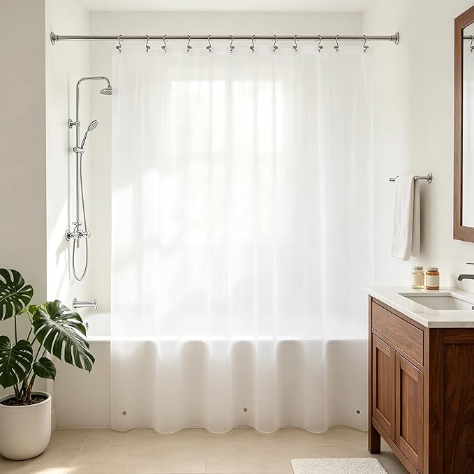 Barossa Design Frosted Shower Curtain Liner 69" x 70" with 3 Magnets - Waterproof PEVA Shower Liner for Bathroom/Stall, PVC Free, Metal Grommets - Frost, 69x70