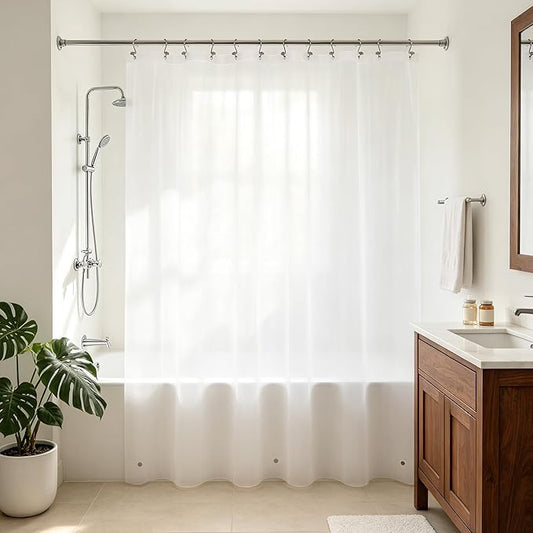 Barossa Design Super Long Frosted Shower Curtain Liner 72" Wide x 108" Height - Extra Long Plastic Bath Curtain with Metal Grommets for Bathroom - Frost, 72x108