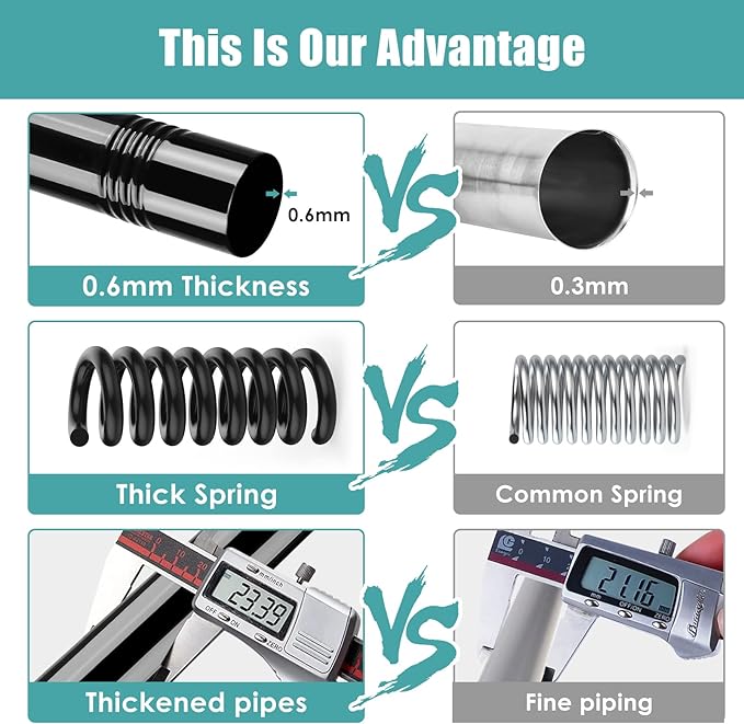 AIZESI 2pcs Tension Curtain Rod Spring Tension Rods for Windows 43 to 73 Inch, 7/8 Diameter Black, Adjustable Curtain Rod Spring Tension Curtian Rod for Bathroom, Kitchen, Cupboard