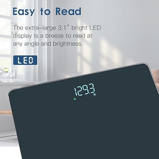 Homebuds Bathroom Scale for Body Weight, Precision 0.1lb by Our Professional Scale Factory Since 2001, Digital Weight Scale LED Display and Step-On, 3*AAA Batteries Included, 400lb/182kg, Blue