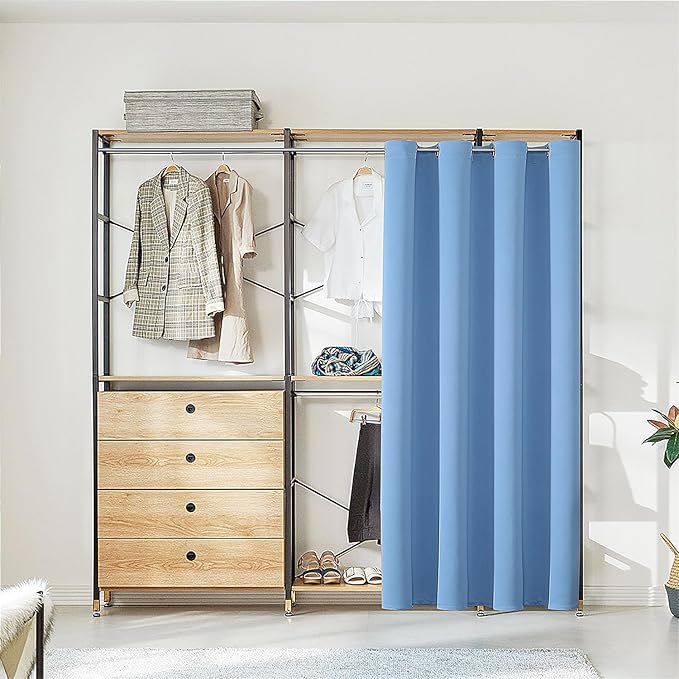 ChrisDowa Blackout Door Curtains for Doorway Privacy, Grommet Closet Curtains for Bedroom Closet Door, Thermal Insulated Temporary Doorway Cover Room Divider Drapes (1 Panel, Sky Blue, 42 x 80 Inch)