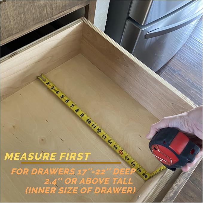 Fabsome Bamboo Kitchen Drawer Dividers 4 Pack, 17-22 inches Long Adjustable Spring-loaded Organizer Durable Organization Separators for Large Utensil Drawers, Clothing Dresser Drawers