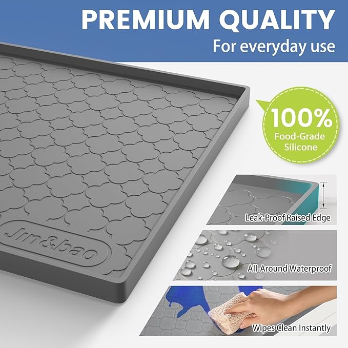 Jin&Bao Waterproof Under Sink Mat 22" x 19", Thick Silicone Mat Cabinet Protector for Kitchen and Bathroom, Shelf Liner, Home Organizer and Storage, Multipurpose Tray for Gadgets and Essentials