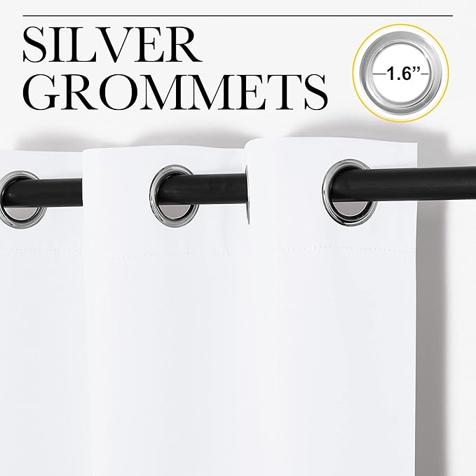 NICETOWN Room Darkening Window Treatment Curtain, Pure White, Single Panel, 55 by 86, Energy Smart Thermal Insulated Block Out Sunlight Shade & Blind for Bedroom with Grommet Ring Top