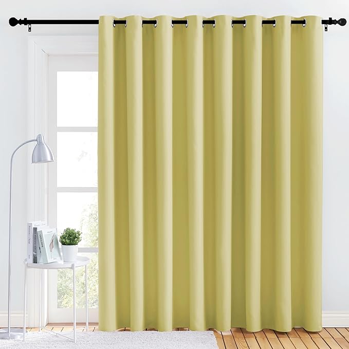NICETOWN Lower Noise Room Divider Curtain Screen Partitions, Paler Yellow, 1 Panel, 84" Tall x 120" Wide, Blackout Sound Reducing Divider Room Drape for Doorway/Glass Window/Sliding Door/Patio
