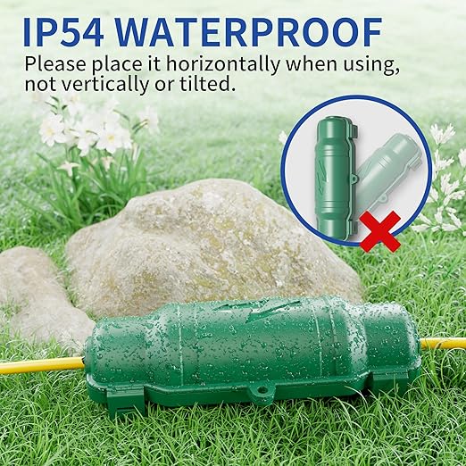 6 Pack Outdoor Extension Cord Safety Cover with Waterproof Seal IP54 Water-Resistant, Weatherproof Electrical Connection Box with 2 Latches, Plug, Socket, Holiday Decoration Light, Green