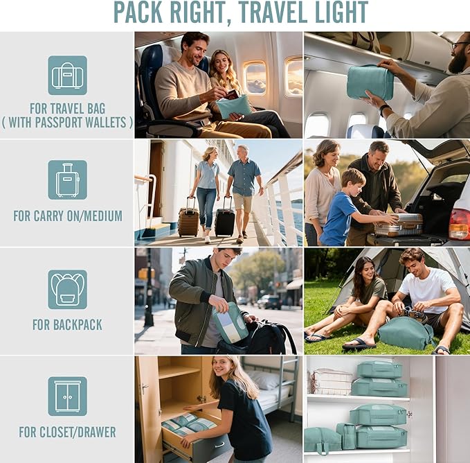 Veken 10 Set Packing Cubes for Travel Essential, Suitcase Organizer Bags in 4 Sizes, Carry-On Luggage Accessories with Large Laundry & Shoes Bag, Must-Have for Airplane, Road Trip & Camping