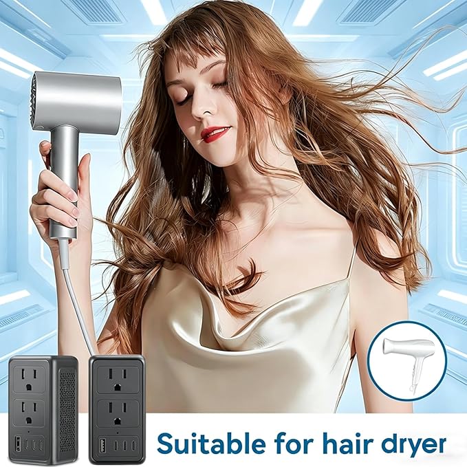220V to 110V Voltage Converter US to Europe for Hair Dryer, Upgrade 2000W Power Converter for European Travel with Type C A G I, International Universal Travel Adapter with 1 USB A & 3 Type C (Black)
