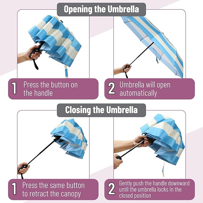 Mr. Pen- Windproof Travel Umbrella, Small Water-Resistant Automatic Folding Umbrella for Rain and Sun, Light, Compact and Portable for Women & Men, Fits Car & Backpack
