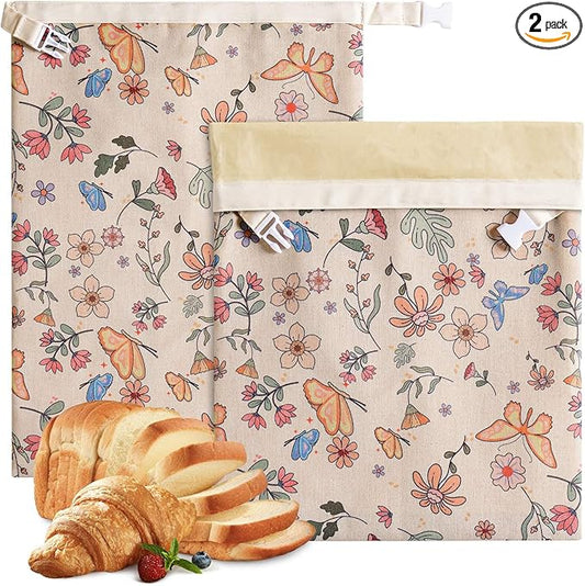 2 Pack Beeswax Bread Bags for Sourdough,Reusable Organic Linen Beeswax Bread Bag for Homemade Sourdough 17 x 12.6 Inches Food Storage Cloth Bag – Freezer-Friendly & Freshness Preservation
