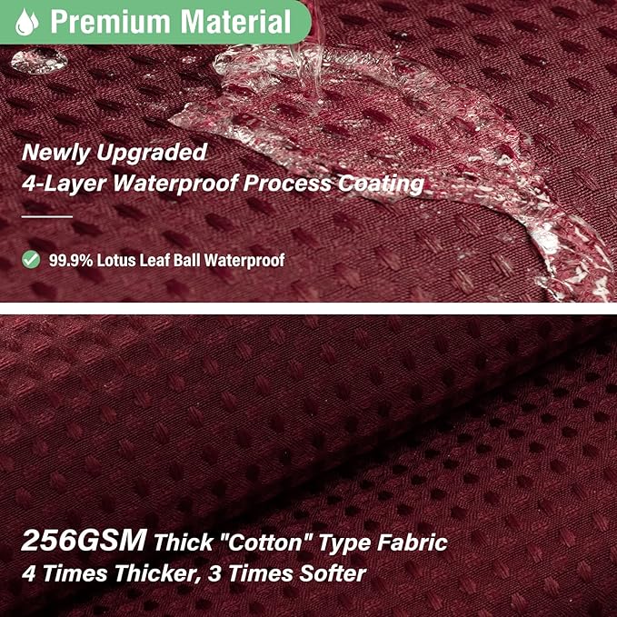 Dynamene Extra Long Shower Curtain - 84 Inch Long Burgundy Waffle Weave Heavy Duty Fabric Bathroom Shower Curtain, Neutral Weighted Hotel Thick Bath Curtain Set with 12 Plastic Hooks,72x84, Burgundy
