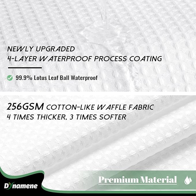 Dynamene Extra Long Shower Curtain, 84 Inch Long Waffle Fabric Shower Curtain for Bathroom, Tall Waterproof Cloth Shower Curtain Liner Set with Hook, Snap in Liner, Mesh Top Window, White, 72x84