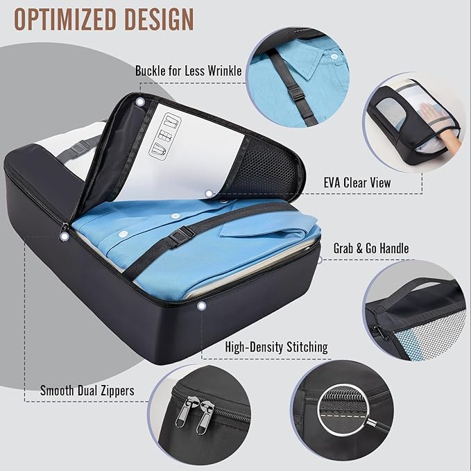 Veken 10 Set Packing Cubes for Travel Essential, Suitcase Organizer Bags in 4 Sizes, Carry-On Luggage Accessories with Large Laundry & Shoes Bag, Must-Have for Airplane, Road Trip & Camping