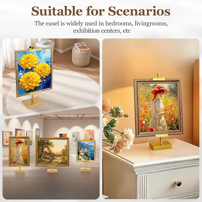 1pcs Adjustable Tabletop Easel Stand for Picture Frames, Picture Easels for Display, Gold Easel, Picture Frame Stand, Adjustable Art Easel.(30inch,Gold)