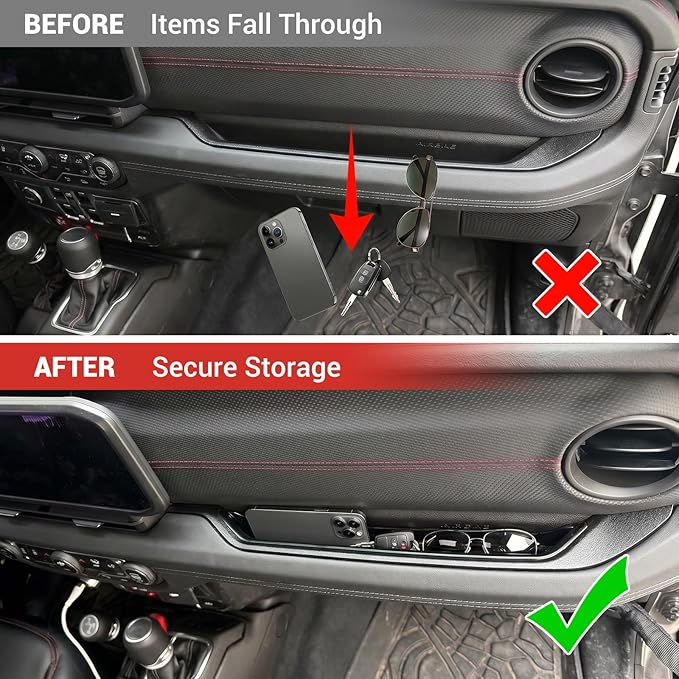 Grab Bar Tray for 2024 2025 Jeep Wrangler JL JLU 4XE/Gladiator JT Storage Bin Handle Organizer Grab Handle Box Passenger Side Grabtray for Wrangler&Gladiator Accessories(24+ Grab Bar Tray)