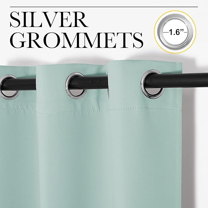 NICETOWN Aqua Blue Blackout Curtain 118 inch Long, W55 x L118, 1 Panel, Thermal Insulated Window Treatment with Grommet Room Darkening Thermal Insulated Panel for Bedroom/Living Room