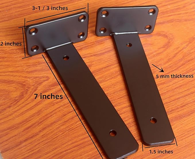 6 Pack - 7 inch Black Hidden L Shelf Bracket (1/5 Inch Thicked) Iron Floating Shelf Brackets Rustic Industrial Metal Brackets for Shelf Support