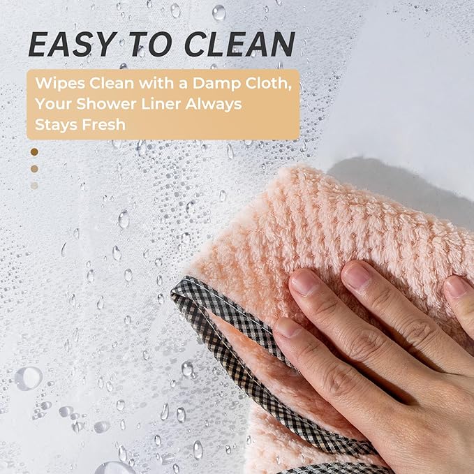 AmazerBath Plastic Shower Curtain 84 Inches Long, 72 x 84 White Weighted Extra Long Shower Curtain, PEVA Heavy Duty Tall Bathroom Curtains with 3 Big Clear Weighted Stones and 12 Grommet Holes