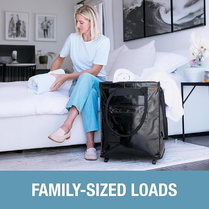 CleverMade Hauler Rolling Tote Bag, 90L Collapsible Portable Shopping Cart with Wheels for Groceries, Laundry, Organization