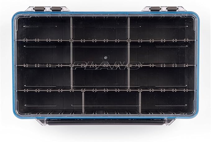 Plano StowAway 3700 Waterproof Deep Stow Tackle Box, IPX7 Waterproof, with Rustricor, Single Latch Design, Transparent DuraView Lid, Stackable Storage for Fishing Bait, Lures and Gear