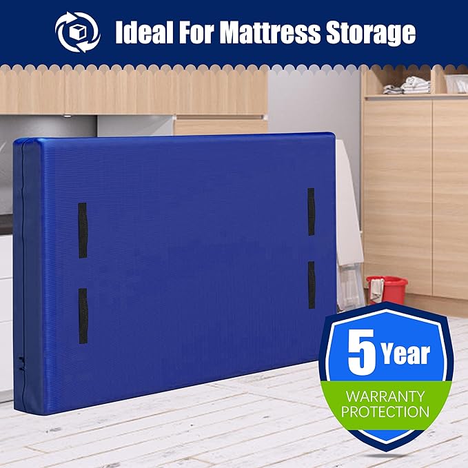 Cosy Family Mattress Bags for Moving with 8 Handles - 170GSM Extra-Thick Mattress Bag for Moving Supplies - Reusable Mattress Cover Protector Storage with Zipper, Blue, Queen-(Pack of 2)