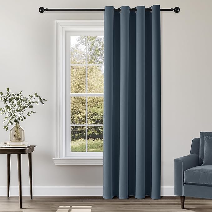ChrisDowa Grommet Blackout Curtains for Bedroom - Thermal Insulated Room Darkening Curtains for Living Room (1 Panel Set, Stone Blue, 52W x 84L)