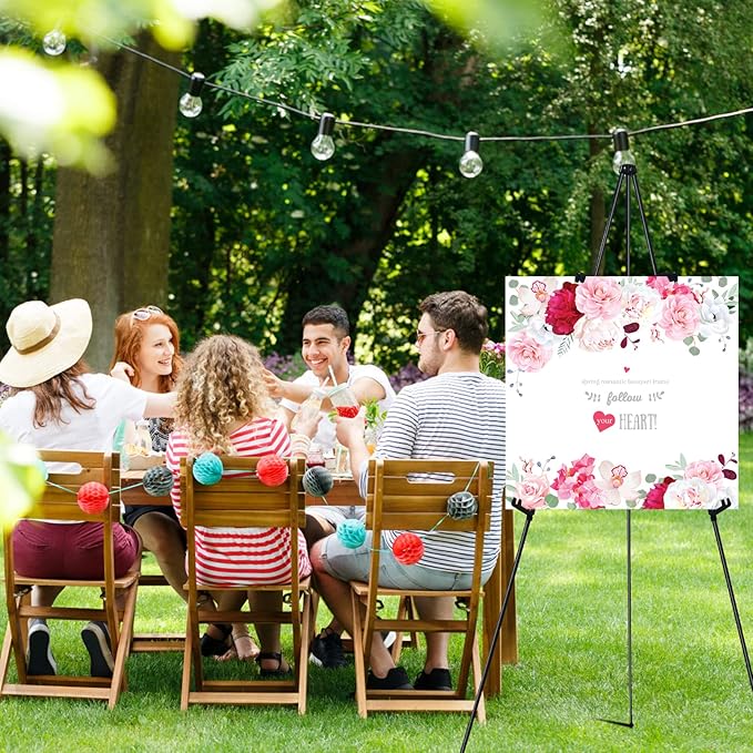 RRFTOK 63" Instant Foldable Portable Ground Easel Stand for Art, Crafts, Wedding Banner & Poster Display - 3 Pack Metal Tripod