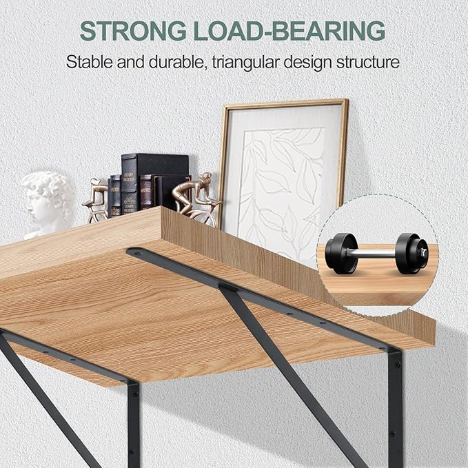 24 Pack L22 x H 12" Black Heavy Duty Shelf Brackets with Screws Metal Shelf Brackets Shelf Support Angle Brackets for Shelves L Brackets Heavy Duty Floating Shelf