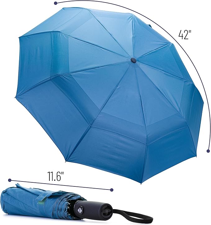 Mr. Pen- Windproof Travel Umbrella, Small Water-Resistant Automatic Folding Umbrella for Rain and Sun, Light, Compact and Portable for Women & Men, Fits Car & Backpack