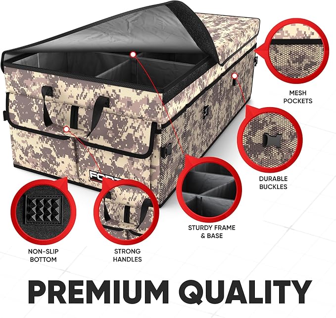 FORTEM Trunk Organizer For SUV Car Trunk Organizer, Foldable Storage, Car Accessories for Women Men, Collapsible Bag, 600D Oxford, Non Slip Bottom, Straps, Soft Cover (85L)