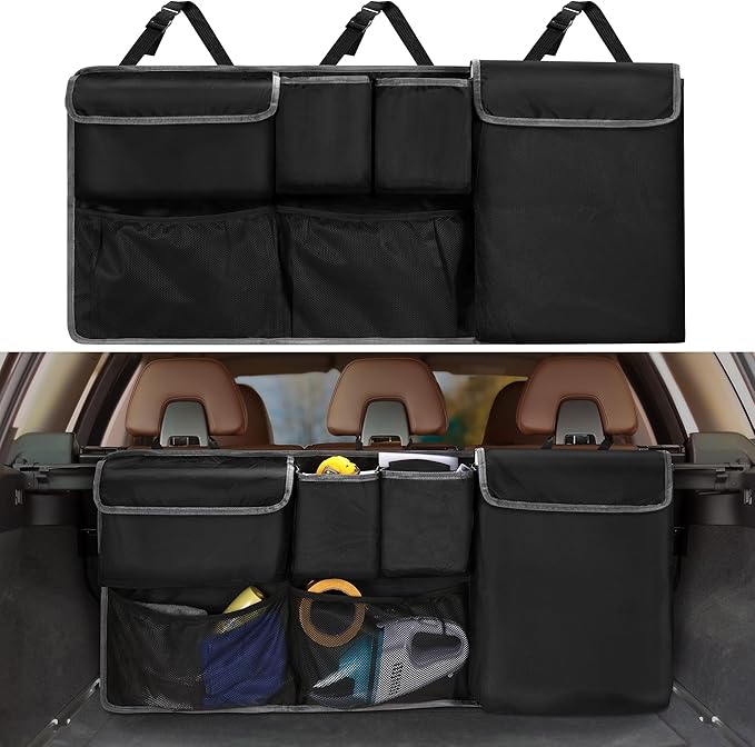 XHRING Car Trunk Organizer Storage Backseat Hanging Organizer Bag for Ford Bronco/Bronco Sport Escape Explorer Edge Expedition Ecosport 2/4 Door Sport Base Limited XL XLT SUV Accessories 2000-2026