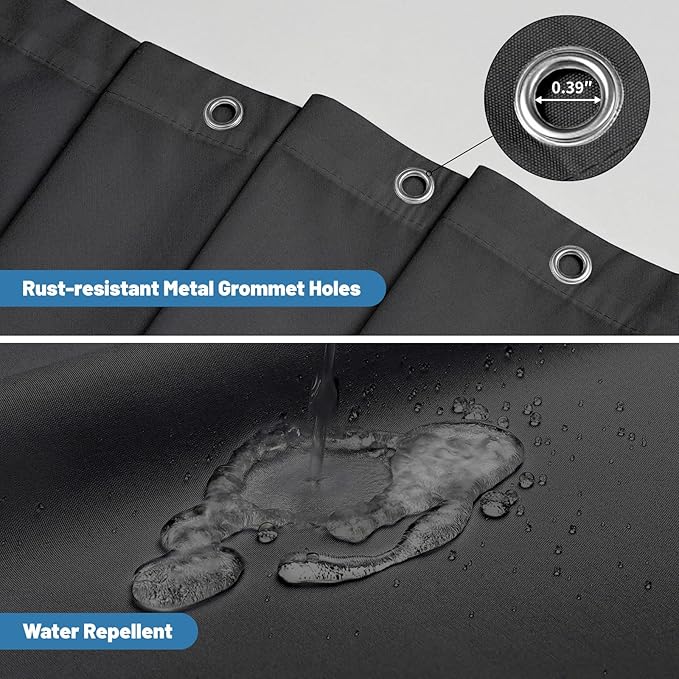 1 Pack Water-Repellent Fabric Shower Curtain Liner - Hotel Quality Machine Washable, 3 Heavy-Duty Magnets with Rustproof Grommets & Weighted Hem, Standard Size 72x72in Black