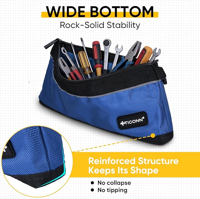 TICONN Tool Pouches with Zipper, 1680D Oxford Small Tool Bags, Waterproof Utility Bag Zipper Pouch for Tool Organizers and Storage (9 Pack Medium)