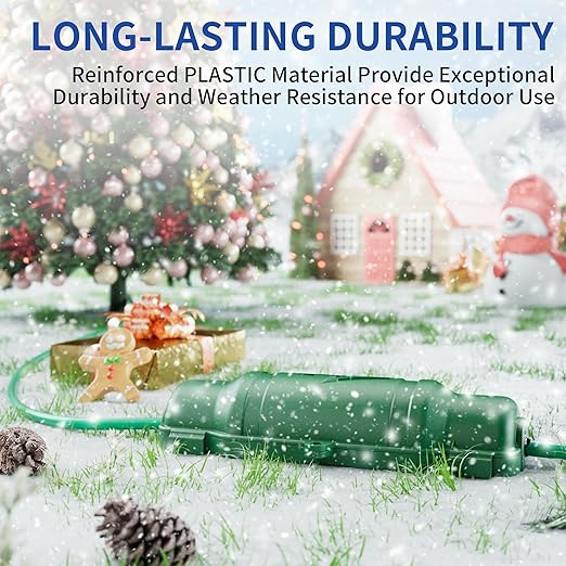 3 Pack Outdoor Extension Cord Safety Cover with Waterproof Seal IP54 Water-Resistant, Weatherproof Electrical Connection Box with 2 Latches, Plug, Socket, Holiday Decoration Light, Green