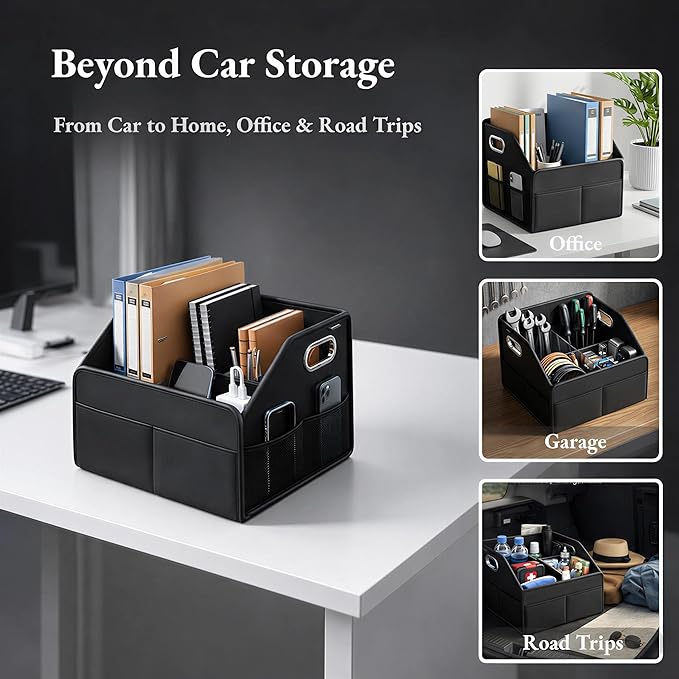 Car Seat Storage Organizer – Compact PU Leather Bin for Trunk, Front Seat, Back Seat & Car Floor