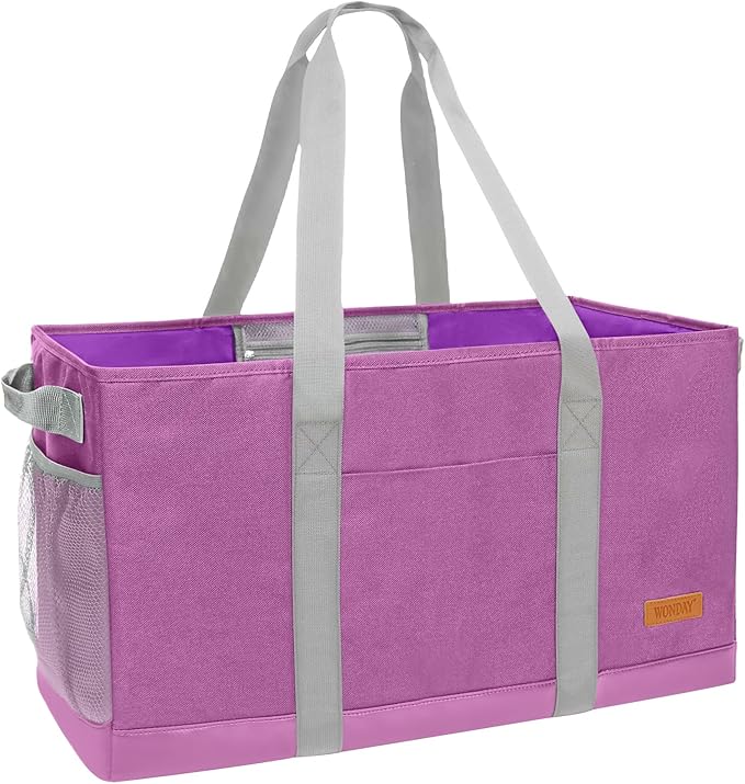 WONDAY Extra Large Utility Tote Bag - Standing Reusable Grocery Bag with Handle, Collapsible Storage for Shopping, Beach
